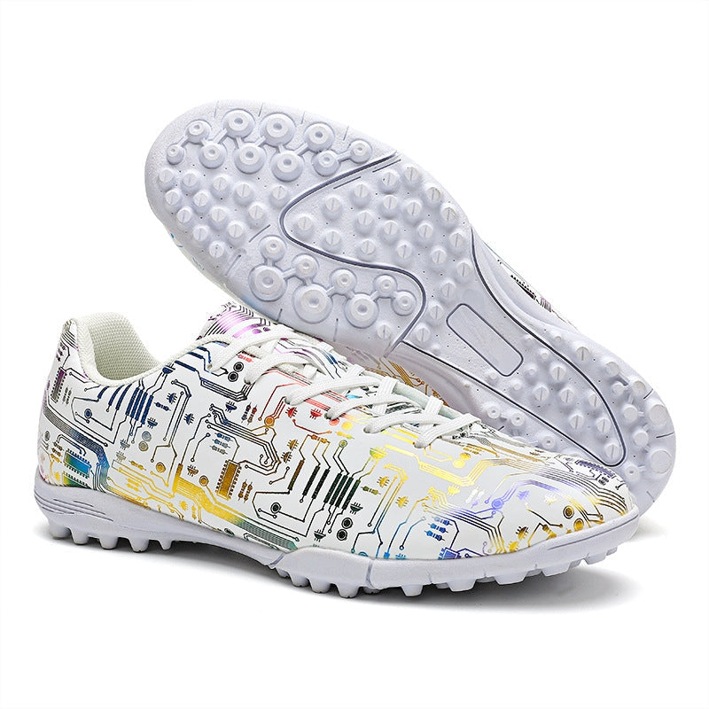 Unisex Ankle Football Boots Cleats Grass Training TF White 35 Soccer Shoes - Tophatter Daily Deals