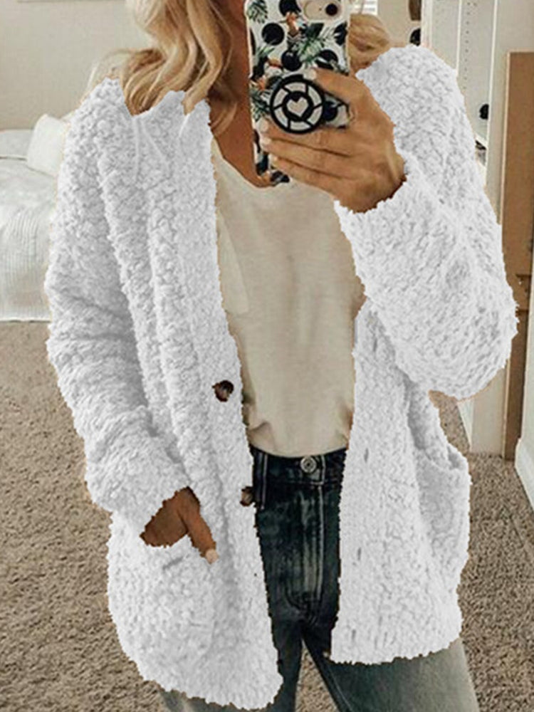 Women's Fashion Casual Sweater Jacket Plus Size Top Pink Color Coats Jacket - Tophatter Daily Deals