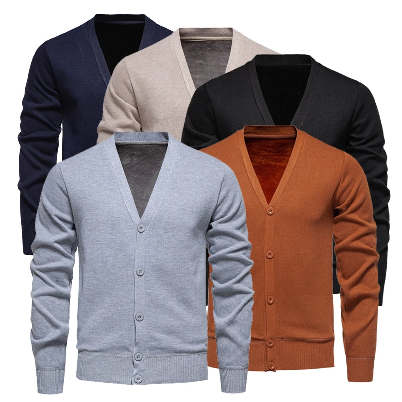 Classic V-neck Solid Color Cardigan Men Sweater Men's Clothing - Tophatter Daily Deals