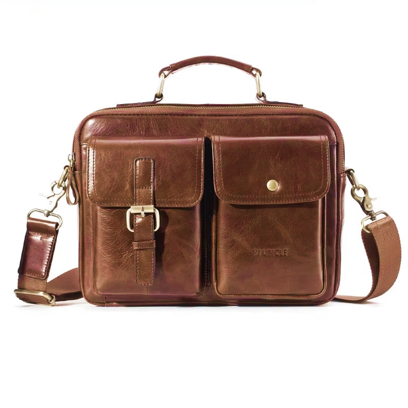 Cowhide Casual Handbag Tote Briefcase Tan Bag - Tophatter Daily Deals