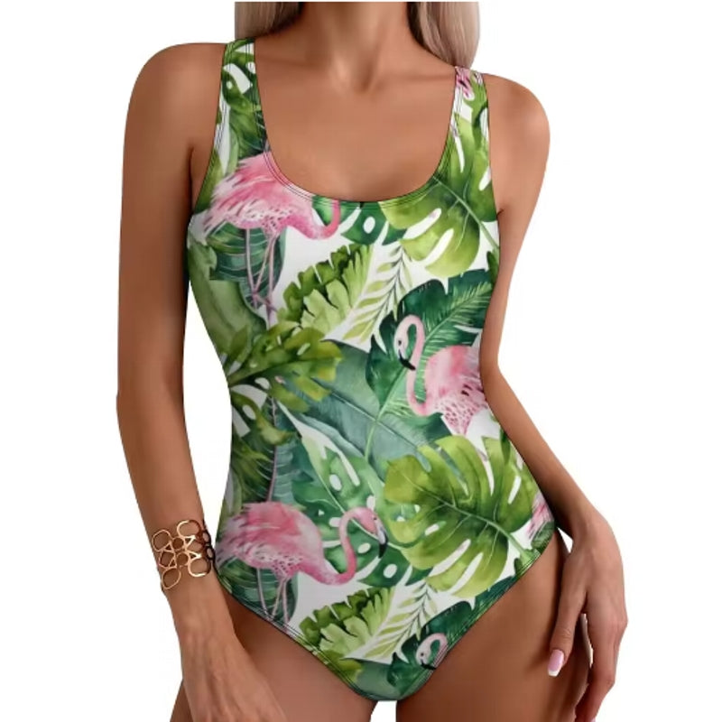 Tropical Flamingo Women Swimsuit One Piece Swimwear - Tophatter Daily Deals