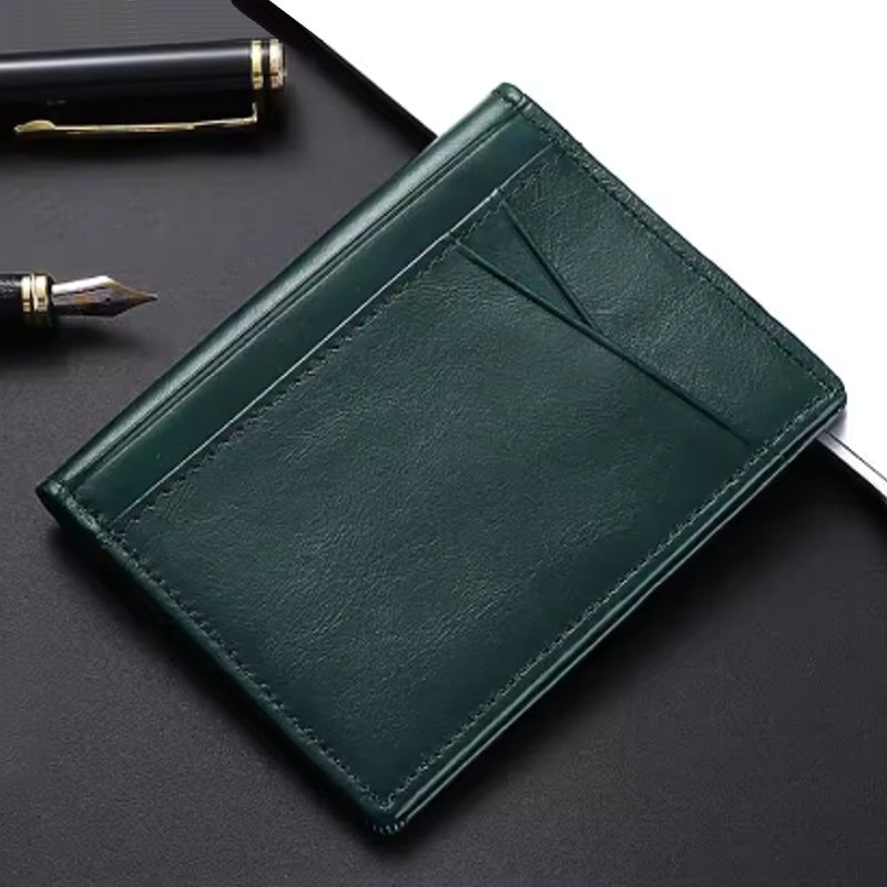 Slim Soft Wallet in Genuine Leather Card Holder Green Wallets - Tophatter Daily Deals