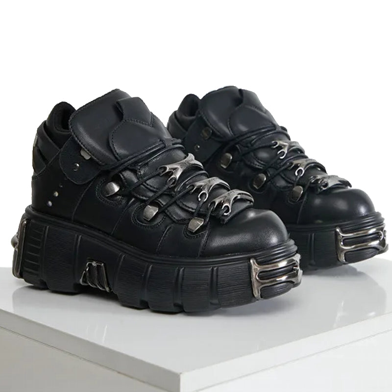 Women Rock Boots Metal Decor Punk Style Sneakers Boots - Tophatter Daily Deals