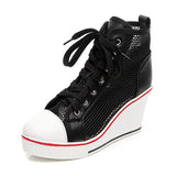 Fashion Black White Pink Stealth Increase High-top Sneakers High Heel Sneaker - Tophatter Daily Deals