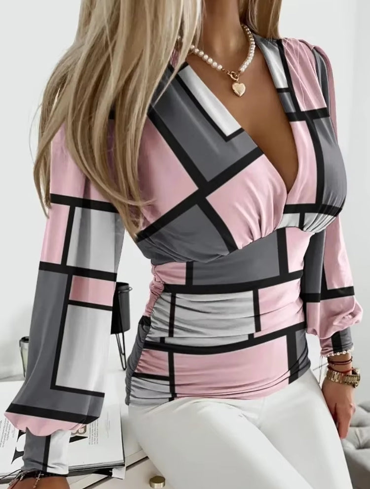 Blouse Shirt For Women Checkered Blouses - Tophatter Daily Deals