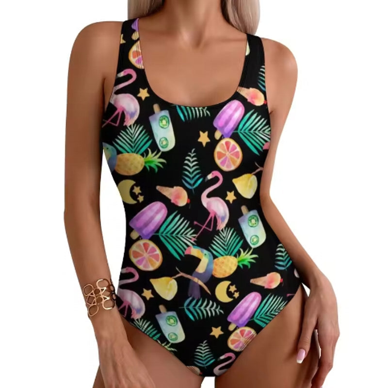 Stylish Tropical Flamingo Women Swimsuit One Piece Swimwear - Tophatter Daily Deals
