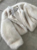 Gradient Cropped Faux Fur Coats Grey Gradient Coats & Jackets - Tophatter Daily Deals
