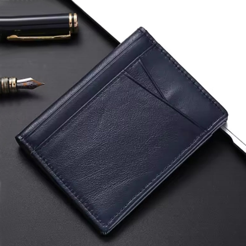 Slim Soft Wallet in Genuine Leather Card Holder Blue Wallets - Tophatter Daily Deals
