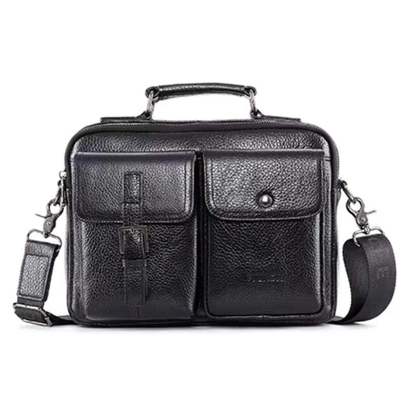 Cowhide Casual Handbag Tote Briefcase Black Bag - Tophatter Daily Deals