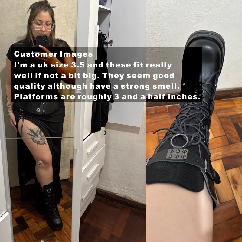 Fashion Rivet Buckle Punk Wedges High Heels Party Cosplay Boots Boots - Tophatter Daily Deals