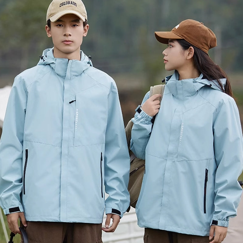 Outdoor Waterproof and Windproof Hooded Windbreaker Coats Tracksuits - Tophatter Daily Deals