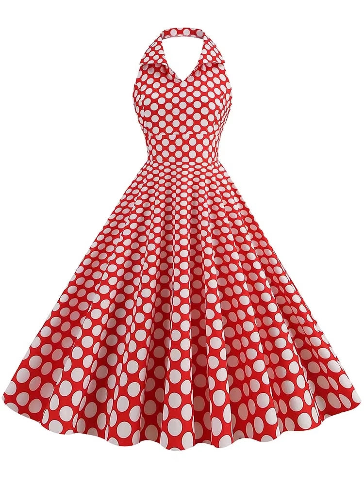 Retro Halter Party Midi Dresses Red Midi Dresses - Tophatter Daily Deals