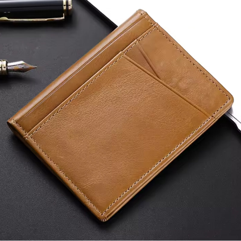 Slim Soft Wallet in Genuine Leather Card Holder Brown Wallets - Tophatter Daily Deals