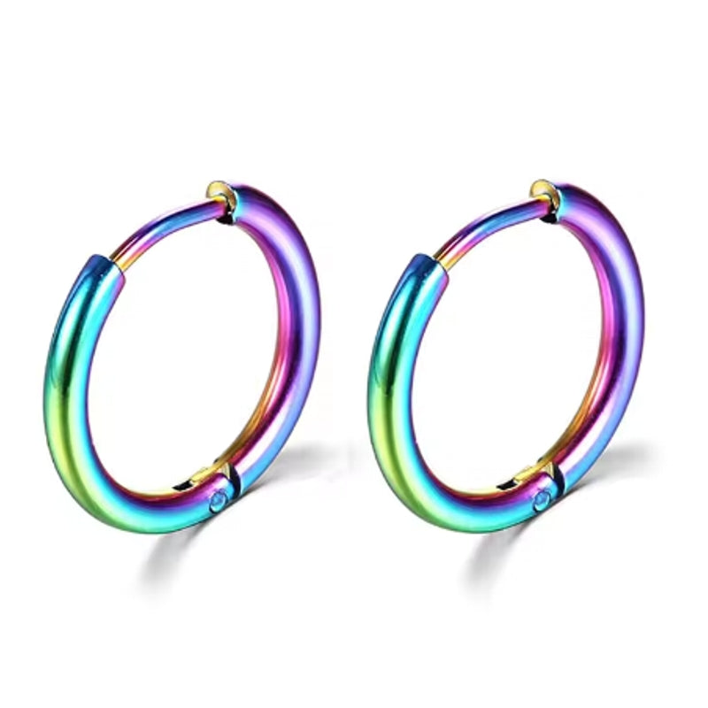 Unisex Stainless Steel Hoop Earrings Multicolor Earrings - Tophatter Daily Deals