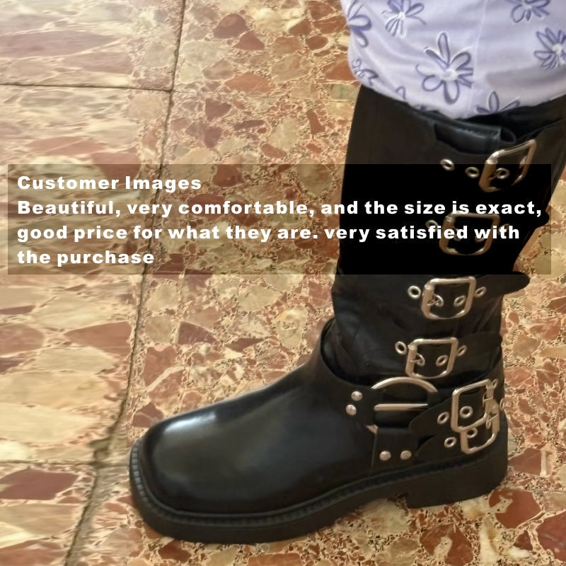 Elegant Low Heel Trend Punk Gothic Rock Boots Boots - Tophatter Daily Deals