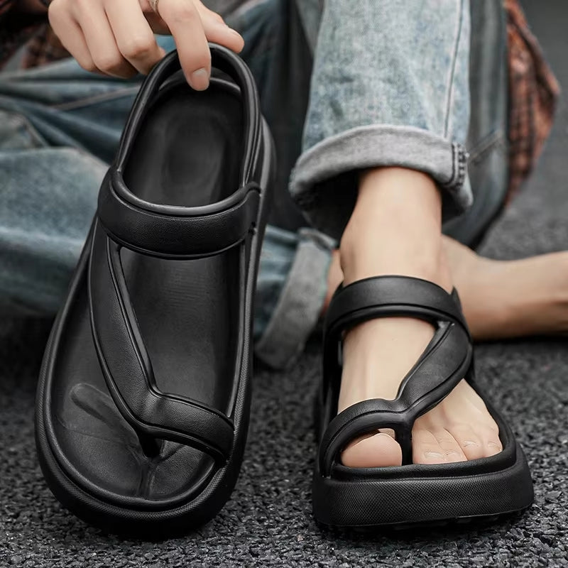 Casual Outdoor Sandal Men Beach Anti slip Shoes Black Men Sandals - Tophatter Daily Deals