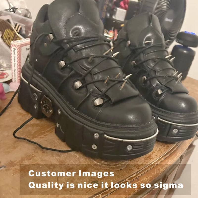 Punk Women Rivet Metal Platform Ankle Boots Boots - Tophatter Daily Deals
