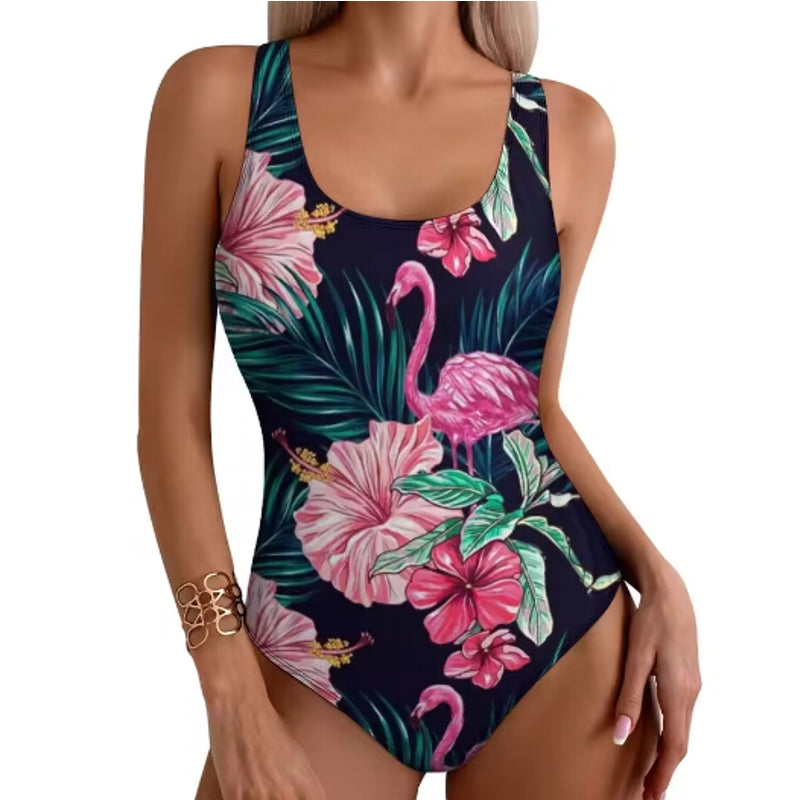 Stylish Tropical Flamingo Women Swimsuit One Piece Red Swimwear - Tophatter Daily Deals