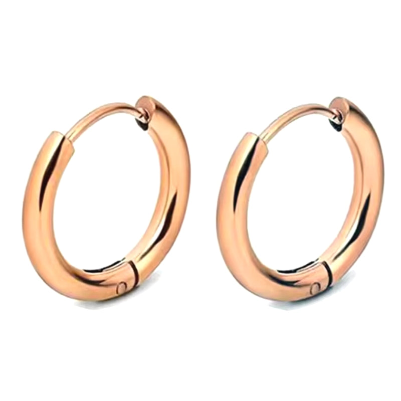 Unisex Stainless Steel Hoop Earrings Rose gold Earrings - Tophatter Daily Deals