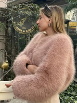 Gradient Cropped Faux Fur Coats Pink Coats & Jackets - Tophatter Daily Deals