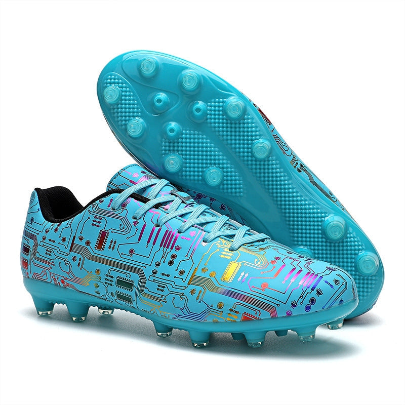 Unisex Ankle Football Boots Cleats Grass Training Blue Soccer Shoes - Tophatter Daily Deals