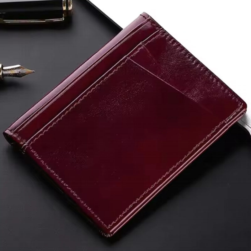 Slim Soft Wallet in Genuine Leather Card Holder Wine Red Wallets - Tophatter Daily Deals
