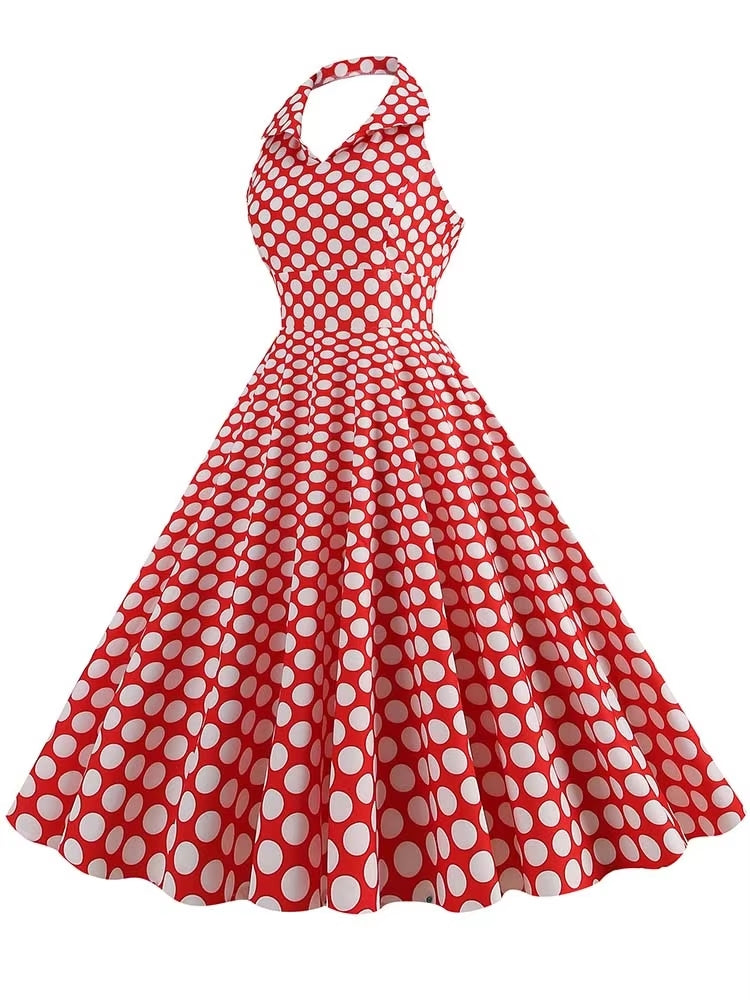 Retro Halter Party Midi Dresses Midi Dresses - Tophatter Daily Deals