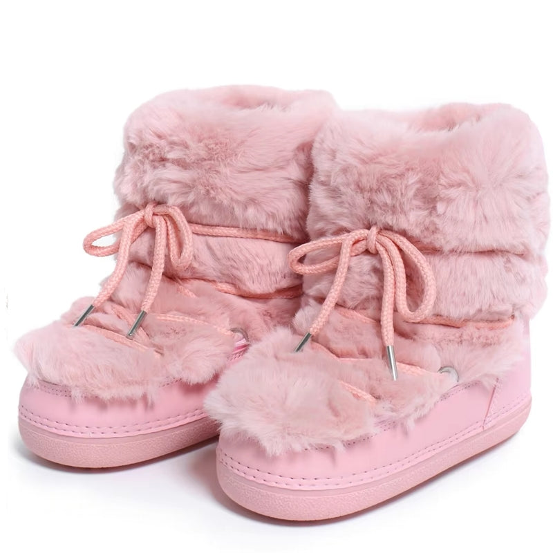 Winter Fur Women Snow Boots Pink Short Snow Boots - Tophatter Daily Deals