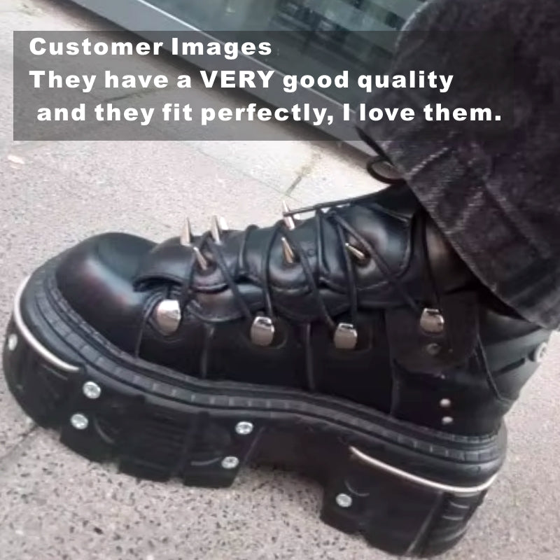 Punk Women Rivet Metal Platform Ankle Boots Boots - Tophatter Daily Deals