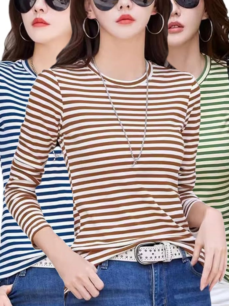Perfect Blend of Style and Comfort Striped T-Shirt Blouses - Tophatter Daily Deals