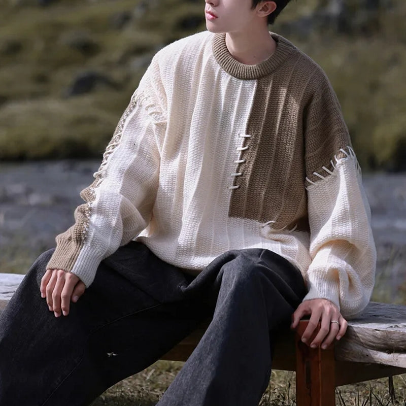 Knitted Sweater Men Pullover Hip Hop Oversize Sweaters Khkai Men's Clothing - Tophatter Daily Deals