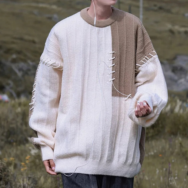 Knitted Sweater Men Pullover Hip Hop Oversize Sweaters White Men's Clothing - Tophatter Daily Deals