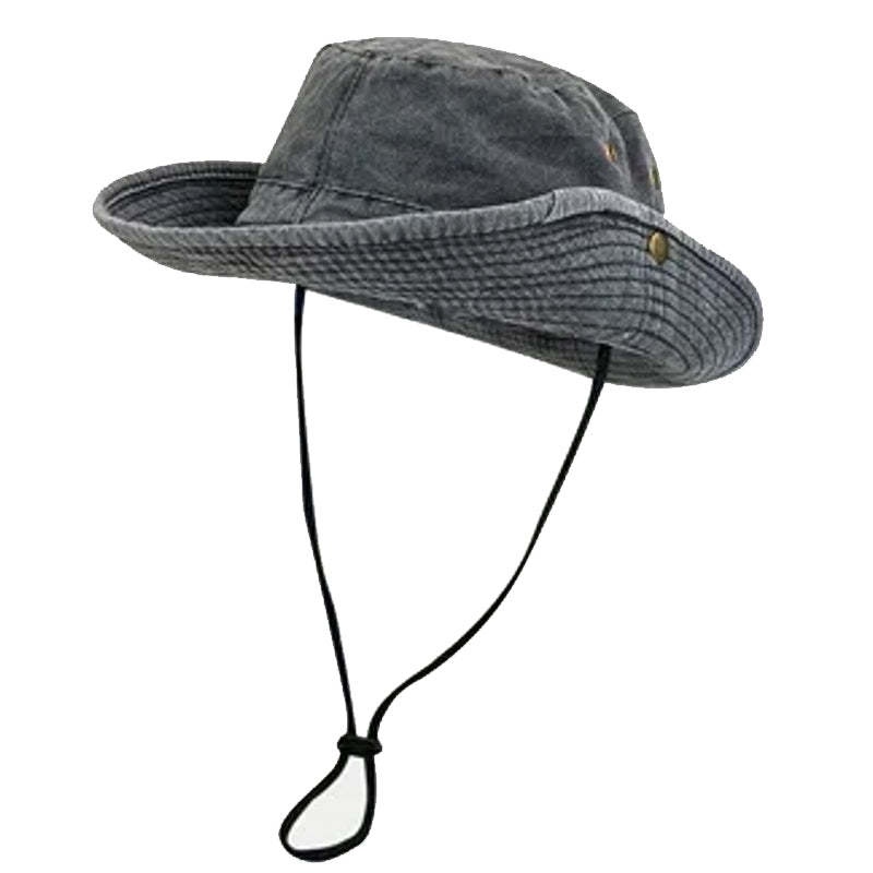 Cowboy Hiking Bucket Hats With String Men Denim Beach Sun Hat Black Cap - Tophatter Daily Deals