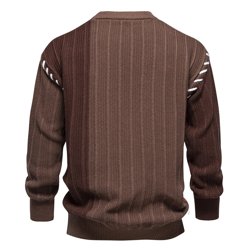 Casual Men Clothing Black Spliced Pullovers Sweater Men's Clothing - Tophatter Daily Deals
