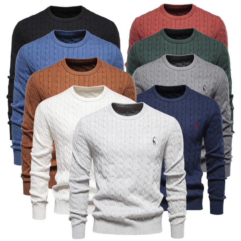Round Neck Classic Twist Patterned Pullover Knitted Men's Clothing - Tophatter Daily Deals