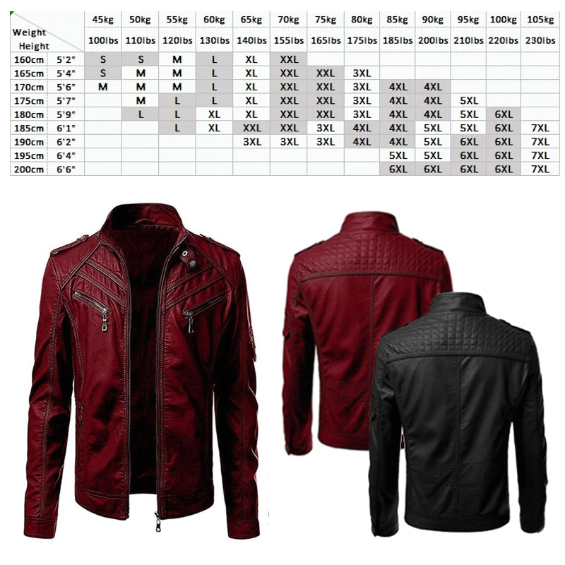 Casual Leather Stand-up Collar Jacket Coat Car and Motorcycle Accessories - Tophatter Daily Deals