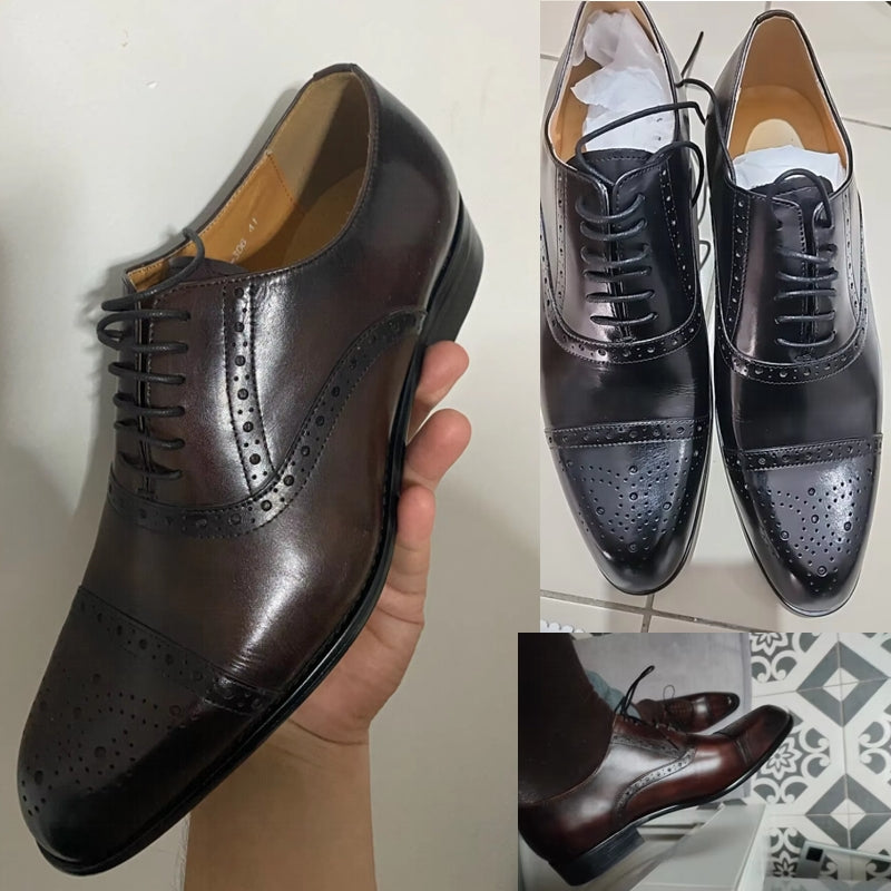 Genuine Cowhide Formal Office Classic Brogue Shoe Men Dresses Shoes - Tophatter Daily Deals