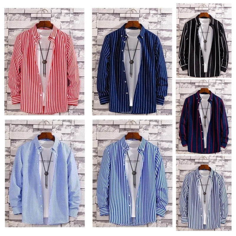 Men's Thin Striped Long-sleeve Shirt Men's Shirts - Tophatter Daily Deals