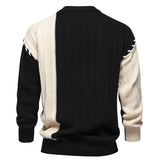 Casual Men Clothing Black Spliced Pullovers Sweater Men's Clothing - Tophatter Daily Deals
