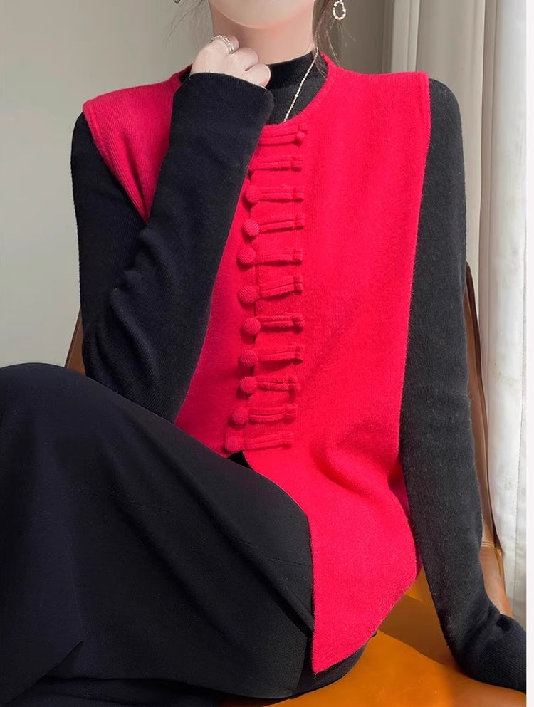 Winter Round Neck Vest Sweater Tops Blouses - Tophatter Daily Deals