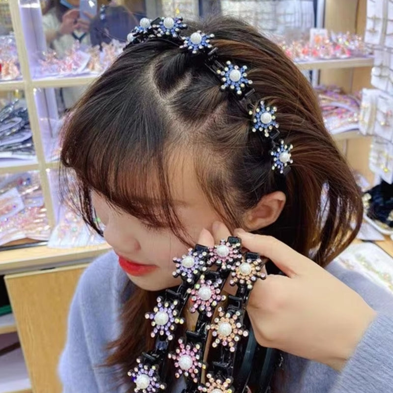 Flower Broken Hair Braided Headband Hair Pin Clips HAIR ACCESSORIES - Tophatter Daily Deals