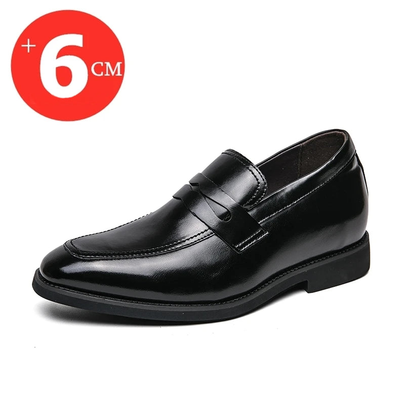Men Leather Shoes Comfortable Increase 6cm Loafers Men Dresses Shoes - Tophatter Daily Deals