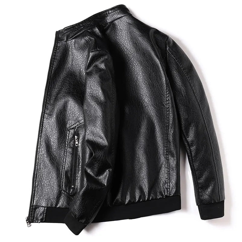 Men Winter Fleece Motorcycle Leather Overcoat Coats & Jackets - Tophatter Daily Deals