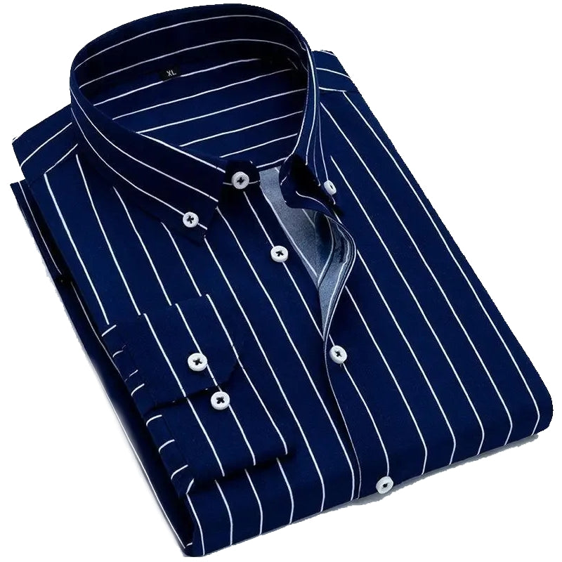 Men's Thin Striped Long-sleeve Shirt Men's Shirts - Tophatter Daily Deals