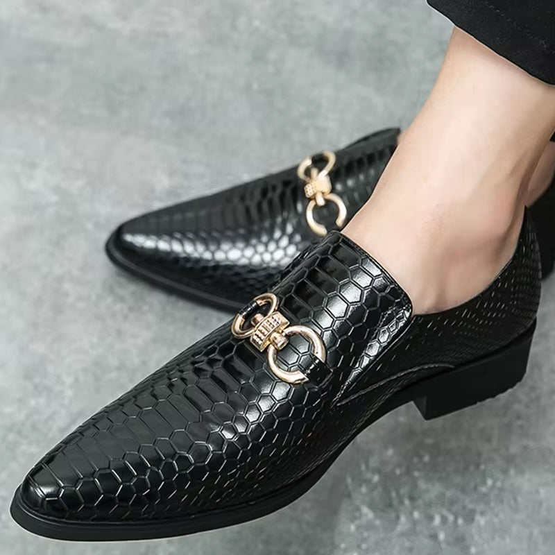 Artificial Leather Loafers Mini Crocodile Pattern Men Dresses Shoes - Tophatter Daily Deals