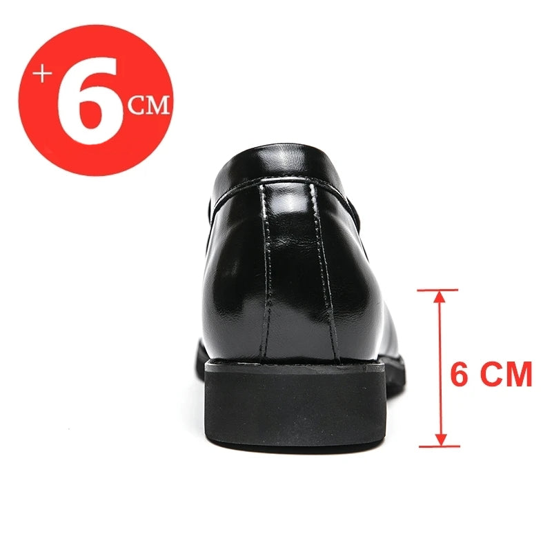 Men Leather Shoes Comfortable Increase 6cm Loafers Men Dresses Shoes - Tophatter Daily Deals