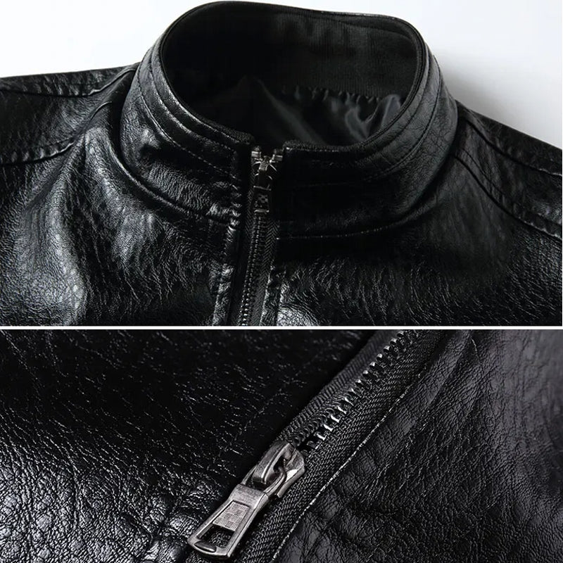 Men Winter Fleece Motorcycle Leather Overcoat Coats & Jackets - Tophatter Daily Deals