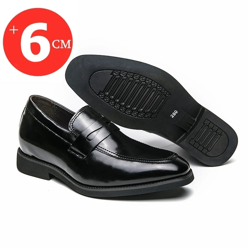 Men Leather Shoes Comfortable Increase 6cm Loafers Men Dresses Shoes - Tophatter Daily Deals