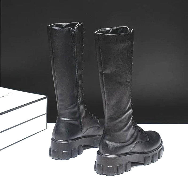 Casual White Black Luxury Platform Women Knee High Boots Boots - Tophatter Daily Deals