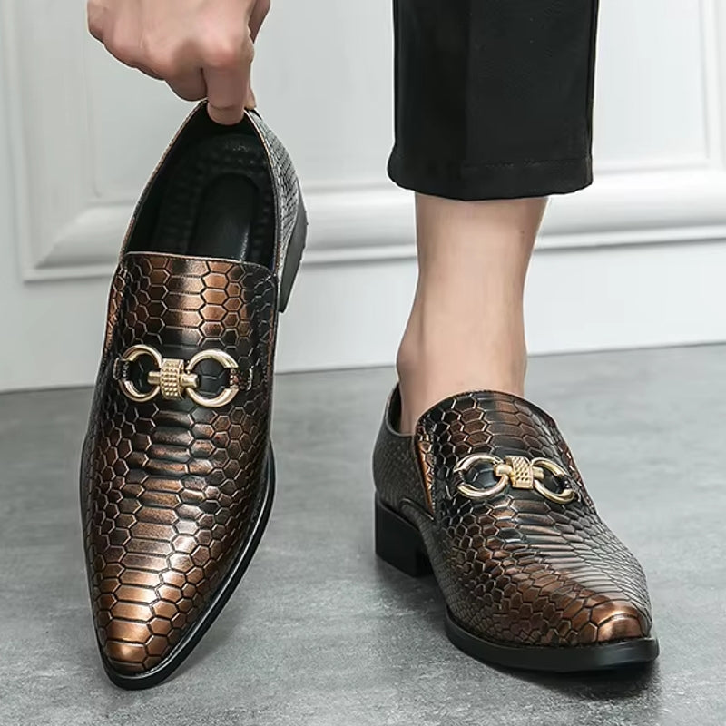 Artificial Leather Loafers Mini Crocodile Pattern Men Dresses Shoes - Tophatter Daily Deals